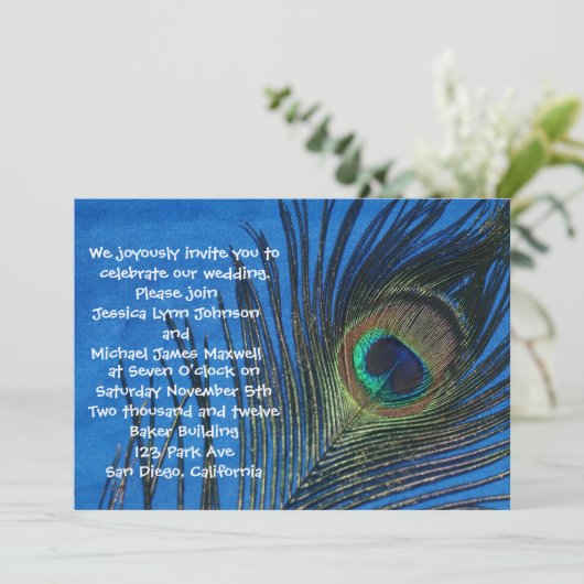 Blauw eenmalig huwelijk kaart (Staand voorkant)