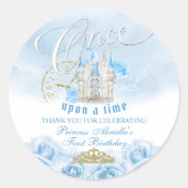 Blauw Eens Een Keer Prinses Ronde Sticker (Voorkant)