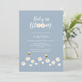 Blauw Eenvoudig Boho Daisy Bloemen Baby in Bloom D Kaart (Staand voorkant)