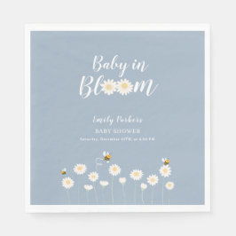 Blauw Eenvoudig Boho Daisy Bloemen Baby in Bloom D Servet