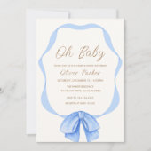 Blauw Eenvoudig  Bow Lijst Boy Baby shower Kaart (Voorkant)