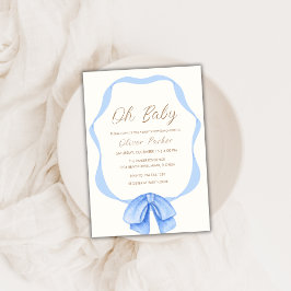 Blauw Eenvoudig  Bow Lijst Boy Baby shower Kaart