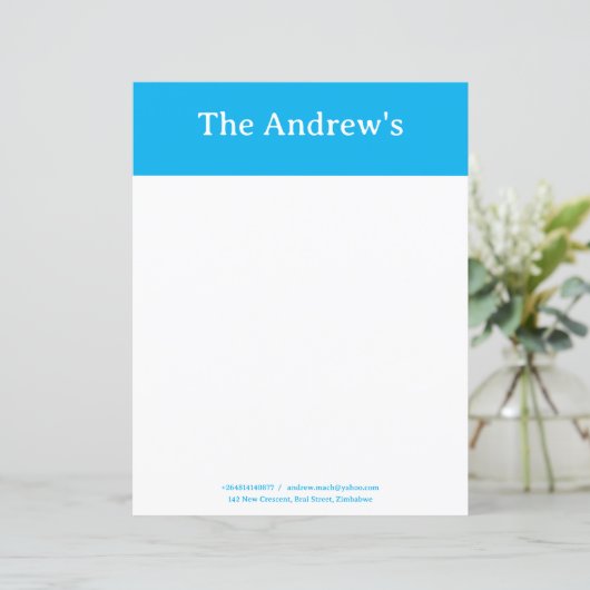 Blauw Eenvoudig Briefpapier (Staand voorkant)