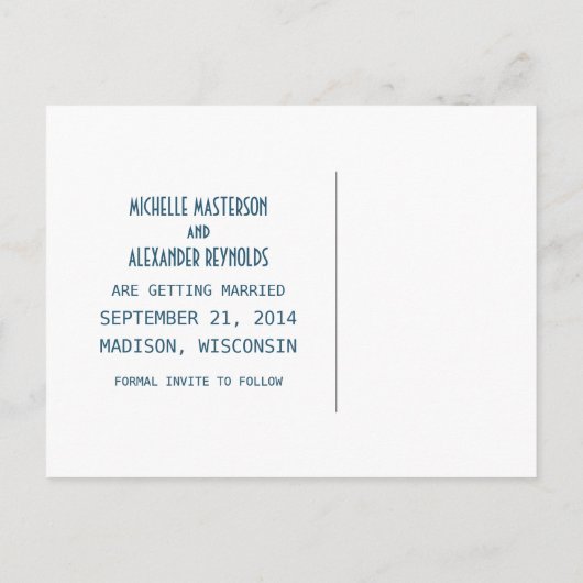 Blauw Eenvoudig deco-beeld Opslaan het Briefkaart  (Achterkant)