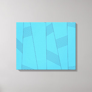 Blauw, eenvoudig, elegant, abstract lijnpatroon canvas afdruk