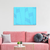 Blauw, eenvoudig, elegant, abstract lijnpatroon canvas afdruk (Insitu (Woonkamer))
