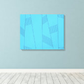 Blauw, eenvoudig, elegant, abstract lijnpatroon canvas afdruk (Insitu (Houten vloer))