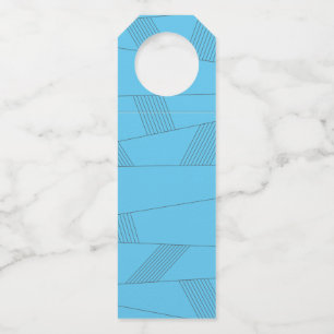Blauw, eenvoudig, elegant, abstract lijnpatroon flessenhanger