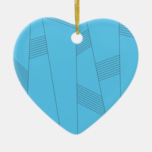 Blauw, eenvoudig, elegant, abstract lijnpatroon keramisch ornament (Voorkant)