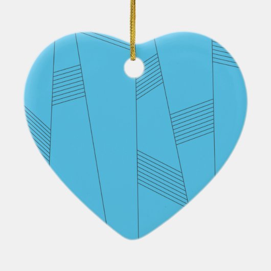 Blauw, eenvoudig, elegant, abstract lijnpatroon keramisch ornament (Achterkant)