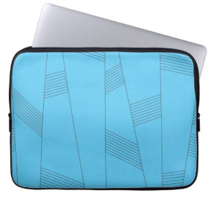 Blauw, eenvoudig, elegant, abstract lijnpatroon laptop sleeve