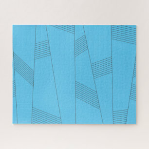 Blauw, eenvoudig, elegant, abstract lijnpatroon legpuzzel