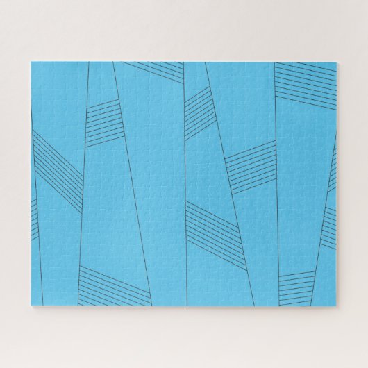 Blauw, eenvoudig, elegant, abstract lijnpatroon legpuzzel (Horizontaal)