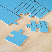 Blauw, eenvoudig, elegant, abstract lijnpatroon legpuzzel (Zijkant)