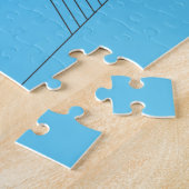 Blauw, eenvoudig, elegant, abstract lijnpatroon legpuzzel (Zijkant)
