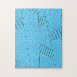Blauw, eenvoudig, elegant, abstract lijnpatroon legpuzzel