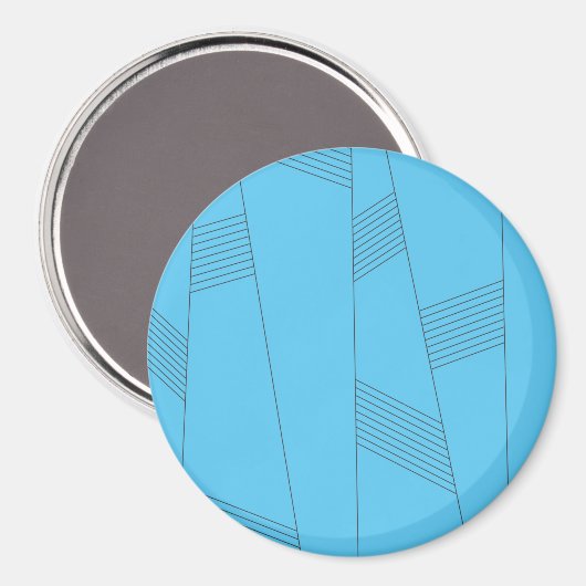 Blauw, eenvoudig, elegant, abstract lijnpatroon magneet (Voorkant / Achterkant)