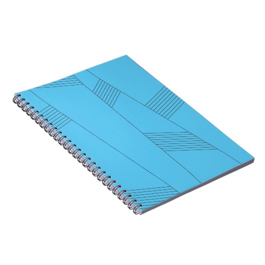 Blauw, eenvoudig, elegant, abstract lijnpatroon notitieboek (Rechterzijde)