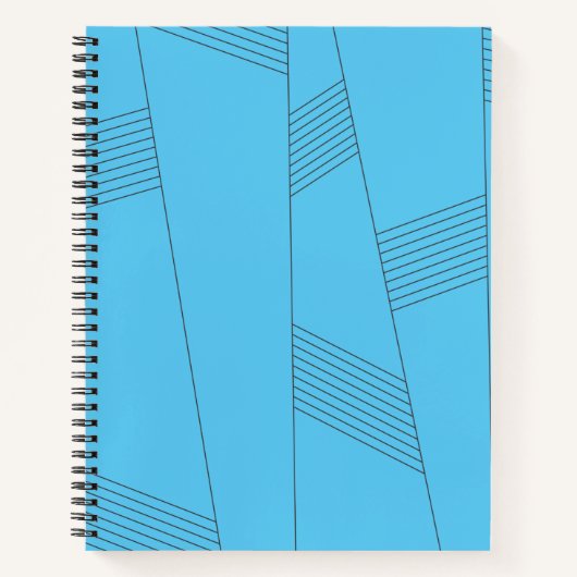 Blauw, eenvoudig, elegant, abstract lijnpatroon notitieboek (Voorkant)