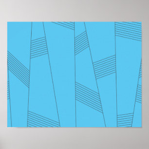 Blauw, eenvoudig, elegant, abstract lijnpatroon poster