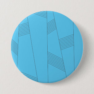 Blauw, eenvoudig, elegant, abstract lijnpatroon ronde button 7,6 cm