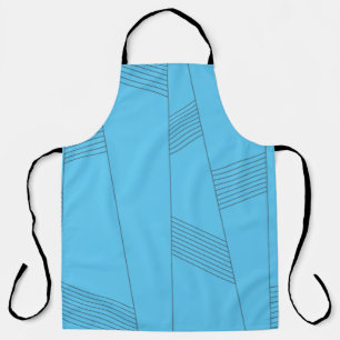Blauw, eenvoudig, elegant, abstract lijnpatroon schort