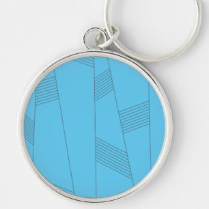 Blauw, eenvoudig, elegant, abstract lijnpatroon sleutelhanger