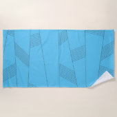 Blauw, eenvoudig, elegant, abstract lijnpatroon strandlaken (Voorkant)