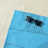 Blauw, eenvoudig, elegant, abstract lijnpatroon strandlaken (In situ)