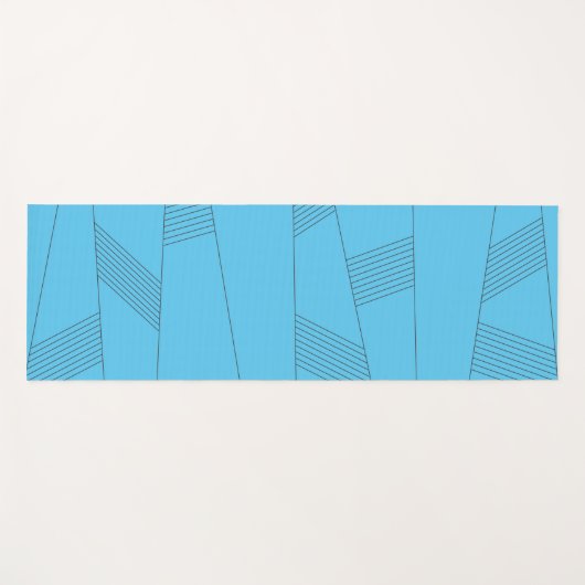 Blauw, eenvoudig, elegant, abstract lijnpatroon yogamat (Voorkant (horizontaal))