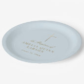 Blauw Eenvoudig Elegant Goud Kruis Doopsel Papieren Bordje (Gekanteld)