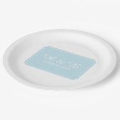 Blauw Eenvoudig Elegant Huwelijk Papieren Bordje (Gekanteld)