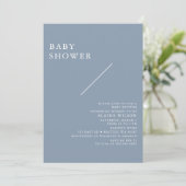 Blauw eenvoudig elegant modern Baby shower Kaart (Staand voorkant)