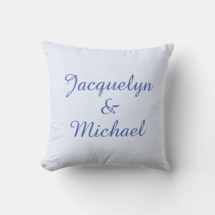 Blauw Eenvoudig Elegant Modern Kalligrafie Naam Kussen