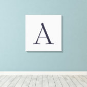 Blauw Eenvoudig Elegant Modern Monogram Initiaal Canvas Afdruk (Insitu (Houten vloer))