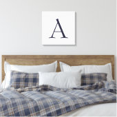 Blauw Eenvoudig Elegant Modern Monogram Initiaal Canvas Afdruk (Insitu (Slaapkamer))