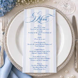Blauw Eenvoudig Elegant Schrift Huwelijk Menu