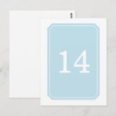 Blauw Eenvoudig elegant tabelnummer Briefkaart (Voorkant / Achterkant)