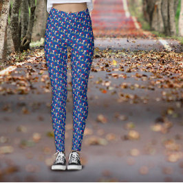 Blauw, eenvoudig geometrisch gekleurd patroon leggings