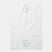 Blauw | Eenvoudig Klassiek Lijst monogram Theedoek (Verticaal)