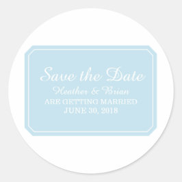 Blauw Eenvoudig legant sparen de Datum Ronde Sticker