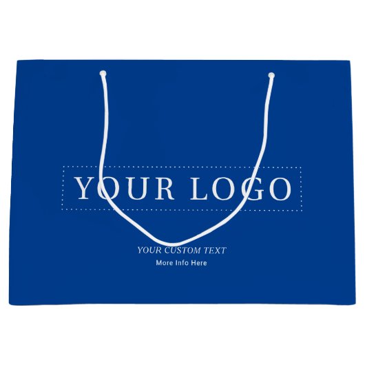 Blauw Eenvoudig Minimaal Zakelijk Logo Winkeltasse Groot Cadeauzakje (Voorkant)