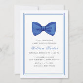 Blauw Eenvoudig Minimalistisch Bow Boy Baby shower Kaart (Voorkant)