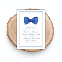 Blauw Eenvoudig Minimalistisch Bow Boy Baby shower