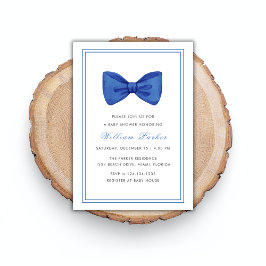 Blauw Eenvoudig Minimalistisch Bow Boy Baby shower Kaart