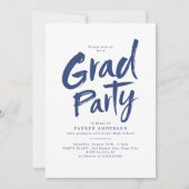 Blauw Eenvoudig Modern Brush Script Graduation Par Kaart (Voorkant)
