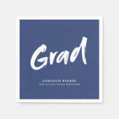 Blauw Eenvoudig Modern Brush Script Graduation Par Servet (Voorkant)