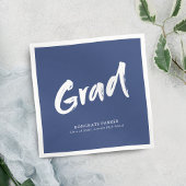 Blauw Eenvoudig Modern Brush Script Graduation Par Servet