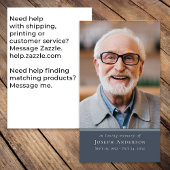 Blauw Eenvoudig Modern Foto Begrafenisgebed Kaart