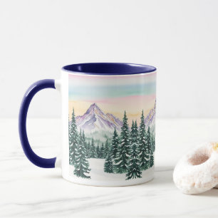 Blauw eenvoudig Modern kerstdennenboom sneeuw Auro Mok